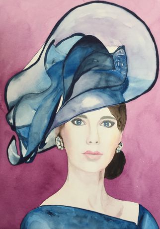 Kvinde med blå hat